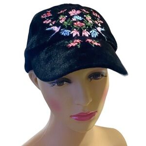 COTTON ON Women’s Velvet Floral Embroidered Baseball Cap Floral Adjustab…